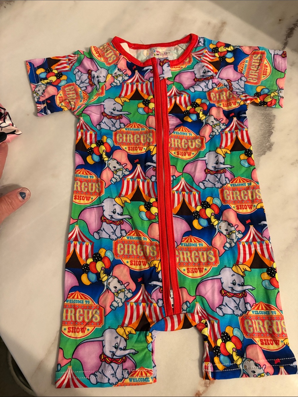 BAMBOO Multicolor Circus Elephant Short-Sleeve One-Piece Bodysuit
